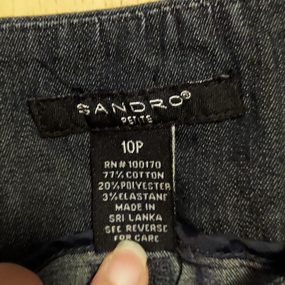 Sandro Petite Wide Leg Front Creased Blue Sailor Pants 10P - Picture 3 of 6